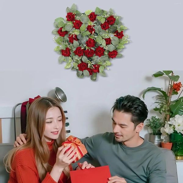 Flores decorativas dia dos namorados em forma de coração grinalda guirlanda floral realista para o quarto casa árvore sala de estar parede