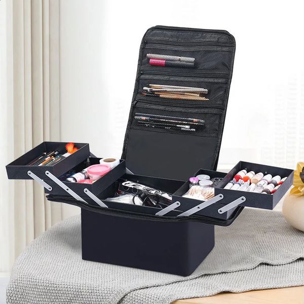 borsa per trucco di grande capacità multistrato manicure parrucchiere kit di strumenti per ricamo custodia per cosmetici articoli da toilette 240227