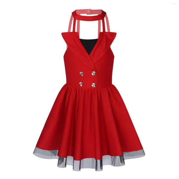 Abbigliamento da palcoscenico Abiti per bambini Bambino Neonata Sling risvolti Tutu Senza maniche Abito da principessa Abbigliamento Costume da ballo estivo