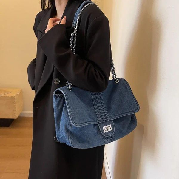 Вечерние сумки, дизайнерская роскошная сумка через плечо из джинсовой ткани большой вместимости для женщин, 2024, женская сумка высокого качества, женская сумка-мессенджер