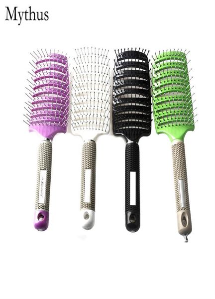 Neues Design, entwirrender gebogener Haarkamm, schneller trocknende Styling-Haarbürste, Lady Vent-Haarbürste mit Magnetgriff7792964