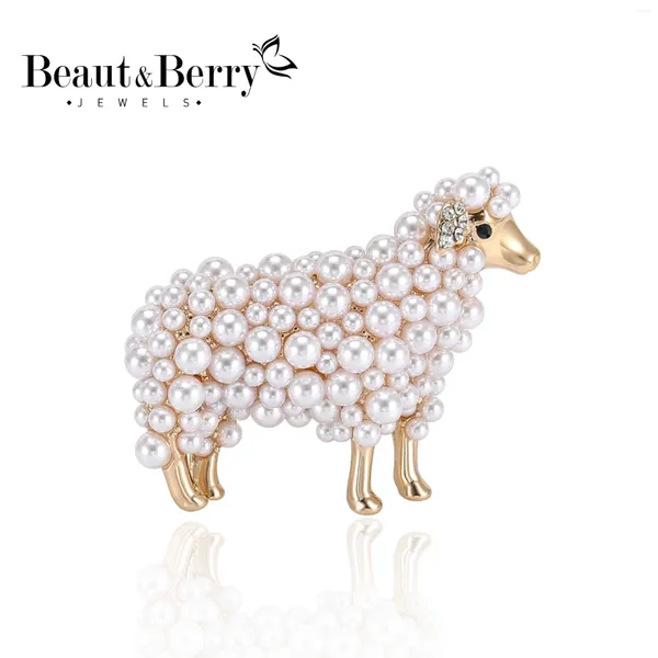 Broşlar Beautberry Fashion Imitation İnci Koyun UNISEX 3-ROLOR Hayvan Pimleri Ofis Partisi Günlük Aksesuarlar Hediyeler