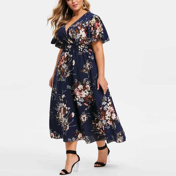 Vestidos sexy urbanos 2023 plus size 3xl 4xl 5xl vestido feminino floral chiffon flor vestido solto boêmio praia vestidos de verão urbano cigano ropa vestidos