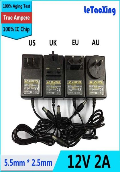 Con chip IC 50 pezzi di alta qualità AC 100240V a DC 12V 2A Adattatore di alimentazione Adattatore di alimentazione 5521mm25mm DHL 1677888