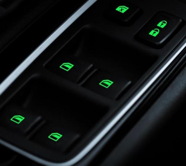 Автоматическая внутренняя подсказка, серебристая наклейка для кнопки подъема окна, двери, кнопки для стайлинга автомобиля, светящиеся наклейки, ночное использование33530859206228