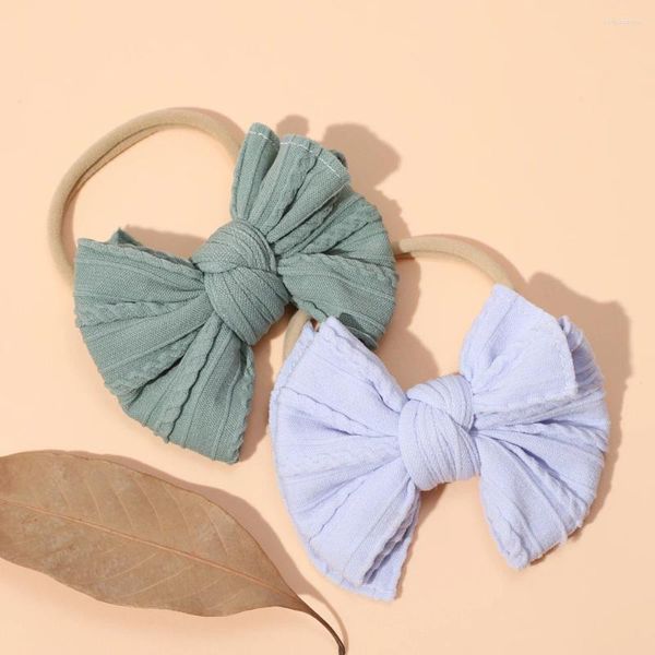 Acessórios de cabelo cor sólida bebê bowknot banda meninas elástico cabeça de náilon bonito scrunchies sem costura hairband crianças