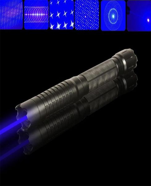 Puntatori laser blu ad alta potenza penna messa a fuoco carta plastica 450nm lazer5 Scatola regalo cambio lente 2775069