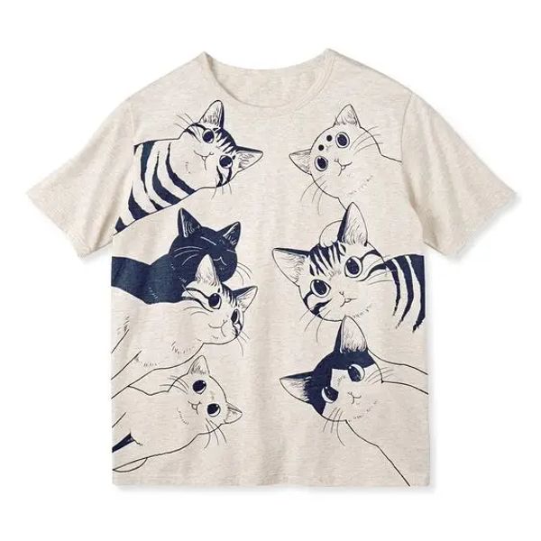 T-Shirts Retro Sommer Hip Hop Harajuku Vintage Katze Druck Übergroßen T Shirt Straße Kurzarm Casual Weibliche T-shirts Y2k Punk kleidung