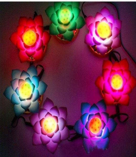 7 peças com fonte de alimentação podem mudar o trabalho da bateria Buddha039s Flor de luz extravagante colorida mudando LED flor de lótus romântica Weddi8215992