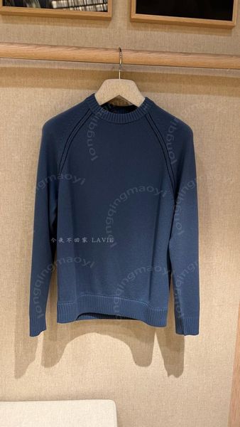 Mens Sweaters Bahar Loro Piyano Sıradan Koyu Mavi Siyah Yuvarlak Boyun