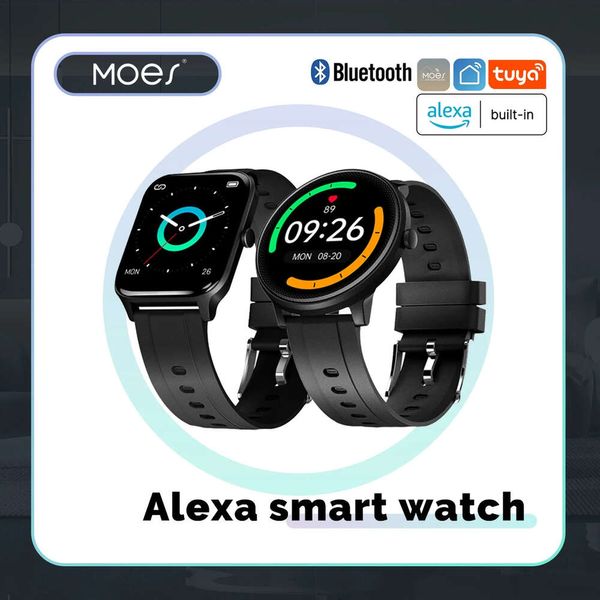 MOES Smart Watch Alexa Tracker Fiess integrato Monitor della frequenza cardiaca e dell'ossigeno nel sangue, Touchscreen a colori da 1,69 pollici impermeabile IP68