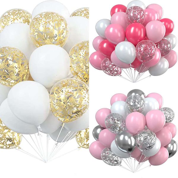 Novo 30 pçs 12 Polegada rosa ouro verde confetes látex balões de hélio ar globos para festa de aniversário de casamento suprimentos chá de fraldas