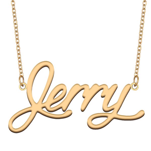 Ожерелья с именем Джерри, кулон на заказ, персонализированный для женщин, девочек, детей, лучших друзей, подарки для матерей, позолоченная нержавеющая сталь 18 карат