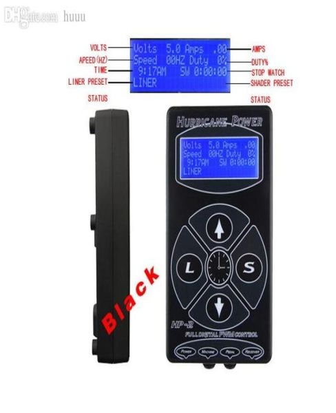 Nova fonte de alimentação para tatuagem Hurricane HP2 Tattoo Digital Dual Power Supply Black Tattoo power unit1927925