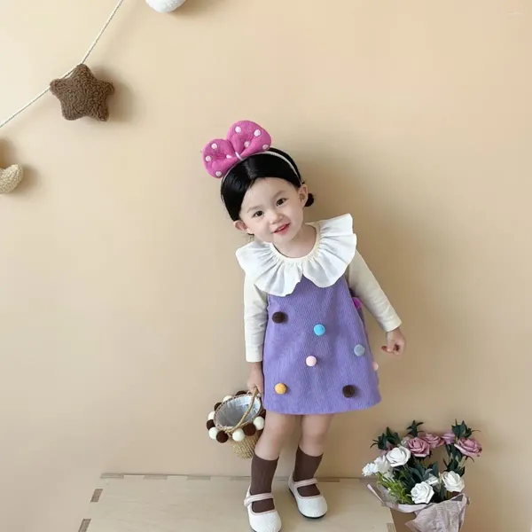 Mädchen Kleider Frühling Mädchen Lila Träger Weste Kleid Set Kinder Tops Shirt Niedlich Ball Tank Top Zweiteiler Kleine Mädchen Kleidung Kleinkind