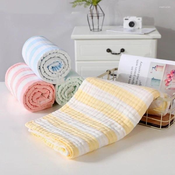 Одеяла, хлопковое детское одеяло, пеленание для новорожденных, детское банное полотенце, окрашенная в пряжу, подгузники в цветную полоску, 6-слойная чесаная марля, мягкая