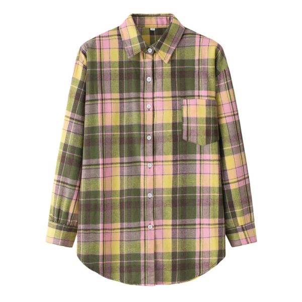 Hemd 2022 Neue frauen Plaid Shirts Damen Baumwolle Casual Lose Blusen und Tops Frische Dame Langarm Kariertes Tasche hemd Kleidung