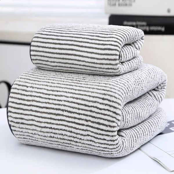 Toalha de banho antibacteriana de nível 5A, conjunto de toalhas de fibra de carvão de bambu, conjunto de toalhas de alta densidade, veludo coral 240305