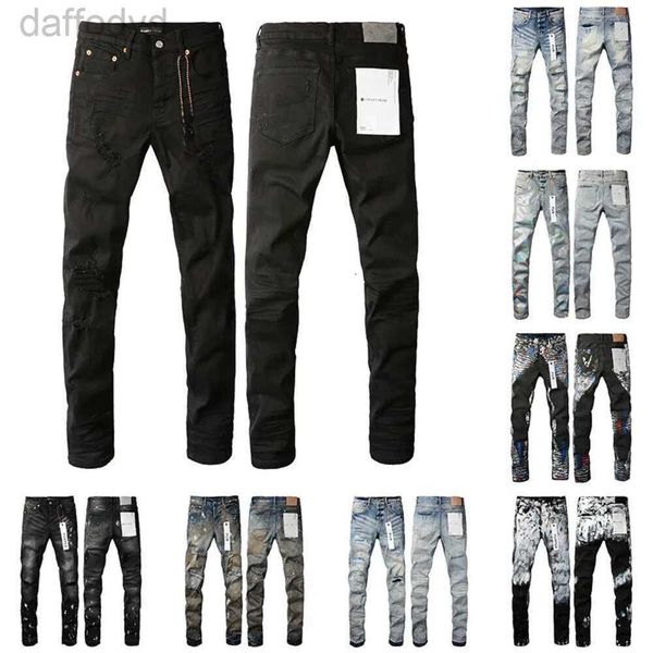 Jeans da uomo Pantaloni di marca viola Designer da uomo Jean Donna Gamba dritta Design a vita bassa Retro Streetwear Pantaloni sportivi Denim Cargo Hip Pantaloni neri 240305