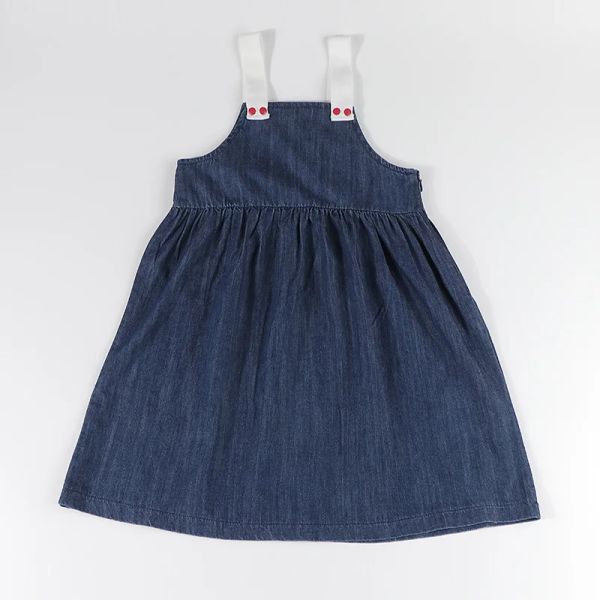 Kleider Mädchen Blau Jeans Kleid Klammern Ärmel für Mädchen alle Jahreszeiten Kinder lässige Kleidung Kinder Mädchen Kleider Denim Blue Outwear Kleidung