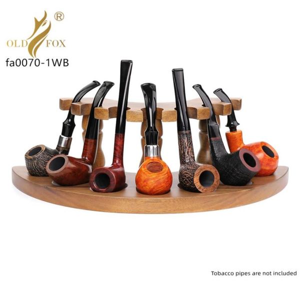 OLDFOX Portapipa per tabacco in legno Arco VII per 7 pipe Fatto a mano in legno di noce nero fa00709552438