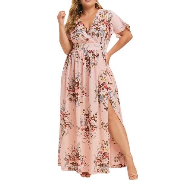 Платье 2023 Модные летние платья плюс размер 4xl 5xl Негабаритный женский платье цветочное шифоновое платье Bohemian Beach Urban Gypsy Vestidos