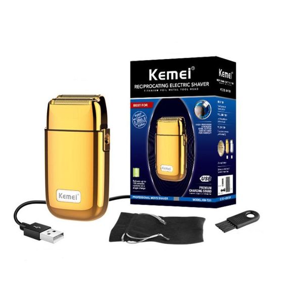 Kemei Rasoi elettrici interamente in metallo Rasoio elettrico da uomo Rasoio da barba ricaricabile Rasoio galleggiante per la cura del viso Intero533d1051922