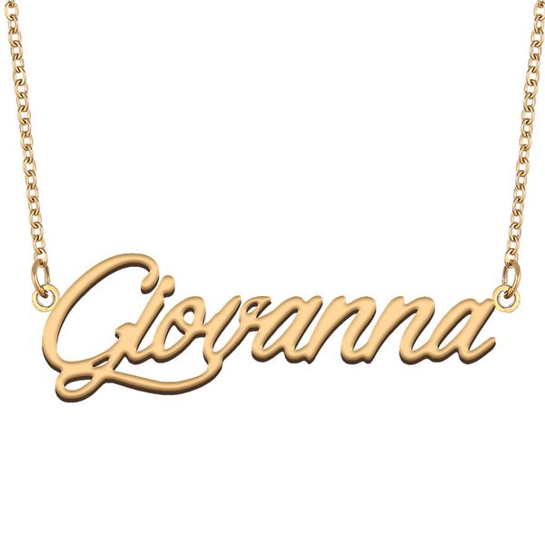 Giovanna Targhetta con ciondolo Collana con nome personalizzato Ciondolo personalizzato per uomo Ragazzi Regalo di compleanno Migliori amici Gioielli Acciaio inossidabile placcato oro 18k