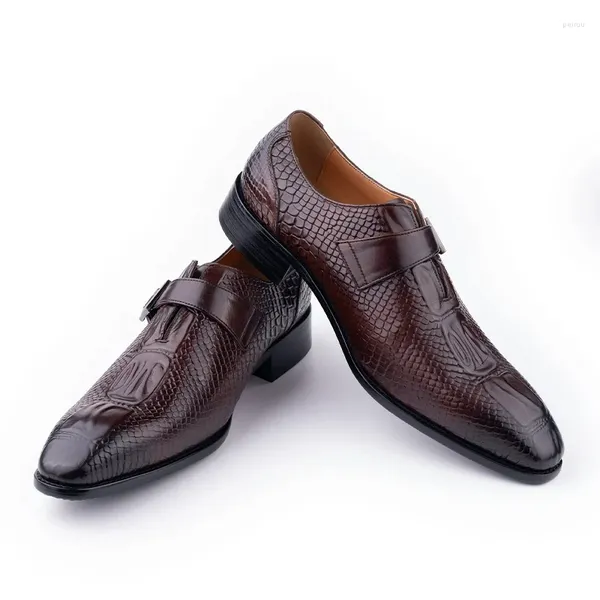 Sapatos de vestido de luxo homens couro de alta qualidade monge cinta sola de borracha casamento construído escritório mocassins zapatos hombre moda