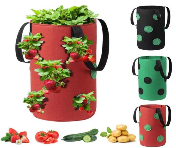 Galões saco de plantio de morango recipiente multiboca crescer plantador bolsa raiz planta crescente pote jardim jardim suprimentos plantadores 1804390