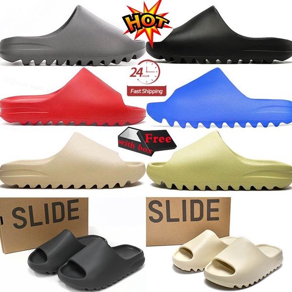 Pantofole di design Ciabatte Ciabatte in schiuma Sandali EVA Slider Onice Puro osso Sabbia Lino Bagliore verde Ardesia Fuliggine marina Nero ocra Resina Uomo Donna Zoccolo Runner scivolo con scatola