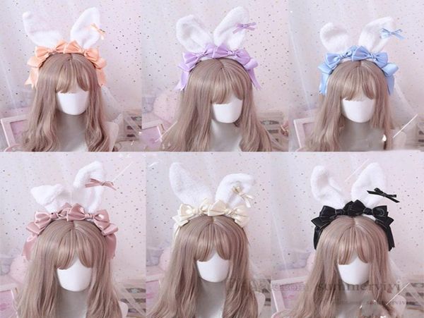 Pasqua Bambini peluche orecchie di coniglio bastoncini per capelli nastro per ragazze Archi accessori per capelli principessa bambini fasce per capelli cosplay Q45828419308