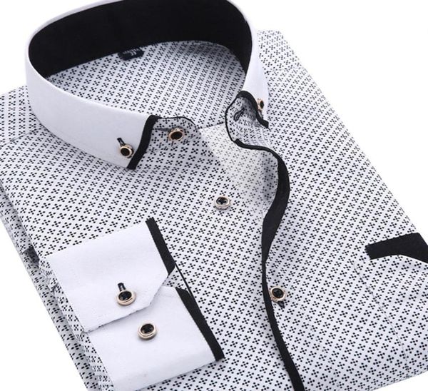 Camicia stampata a maniche lunghe casual da uomo moda slim fit maschile abito da lavoro sociale abbigliamento di marca morbido e confortevole9940056