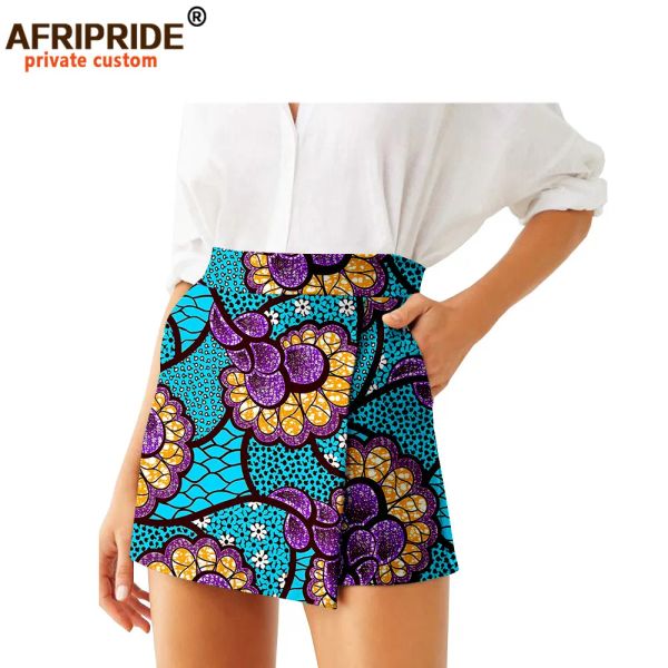 Pantaloncini 2023 Donne di Estate Pantaloncini Gonne Moda Allentati Pantaloncini a vita alta Ankara Casual Breve Culotte Stampa africana Vestiti Cera A2021007