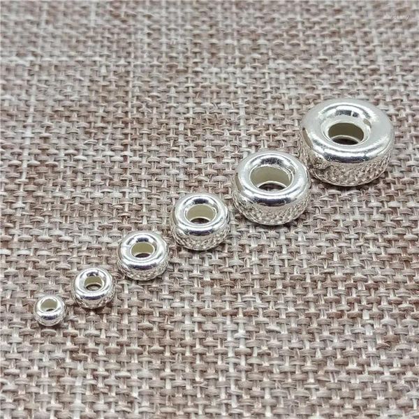 Gevşek değerli taşlar 925 STERLING Gümüş Sade Donut Lastik Boncuklar Bilezik Kolyesi için 3mm 4mm 5mm 6mm 8mm 10mm