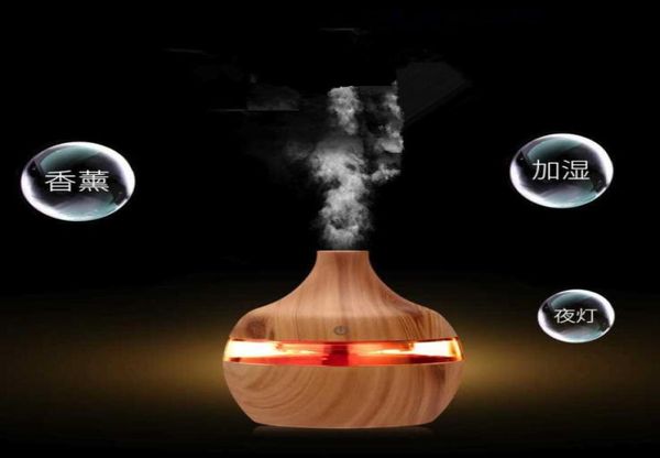 Drop Ship Epack 200ml Aroma Diffusore di oli essenziali Umidificatore ad ultrasuoni Purificatore con venature del legno 7 Luci cambianti a LED 7244276