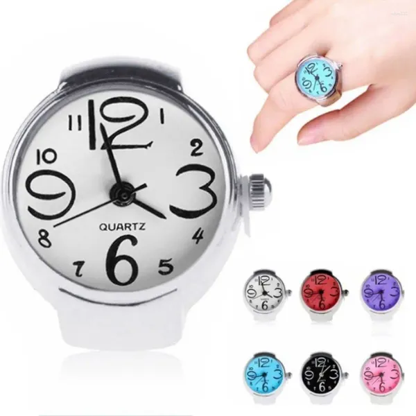 Кольца кластера, кварцевые цифровые часы для пары, кольцо, модные ретро-ювелирные изделия, подарок на круглый палец, эластичный сплав для женщин