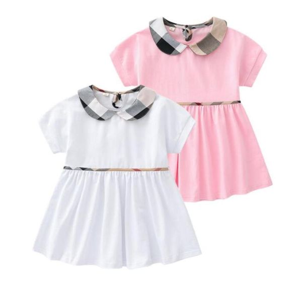 Nette Baby Mädchen Plaid Kleider Sommer Kinder Kurzarm Kleid Baumwolle Kinder TurnDown Kragen Röcke Mädchen Kleid 16 Jahre 3441096