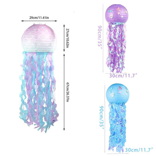 Новые подвесные бумажные фонарики в виде медузы, блестящий Декор Русалки для девочек, украшения на день рождения под морем, тематическая вечеринка