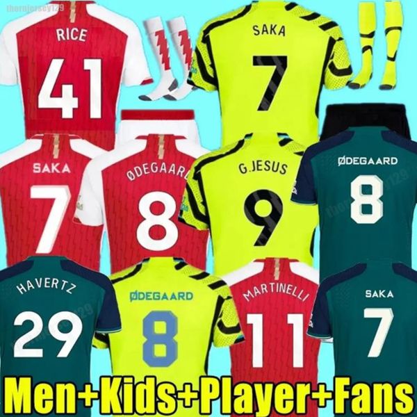 Футбольные майки SAKA G. JESUS ODEGAARD RICE HAVERTZ 23 24 Gunners MARTINELLI SMITH ROWE NKETIAH ZINCHENKO SALIBA TROSSARD Футболка ARsen Мужчины Дети Детские комплекты Комплект