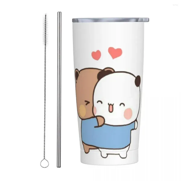 Tumblers Tumbler de aço inoxidável Bubu Dudu Canecas Copo com palhas Amor Casal Travelist Bebidas Garrafa de Água Grande Capacidade Caneca de Café