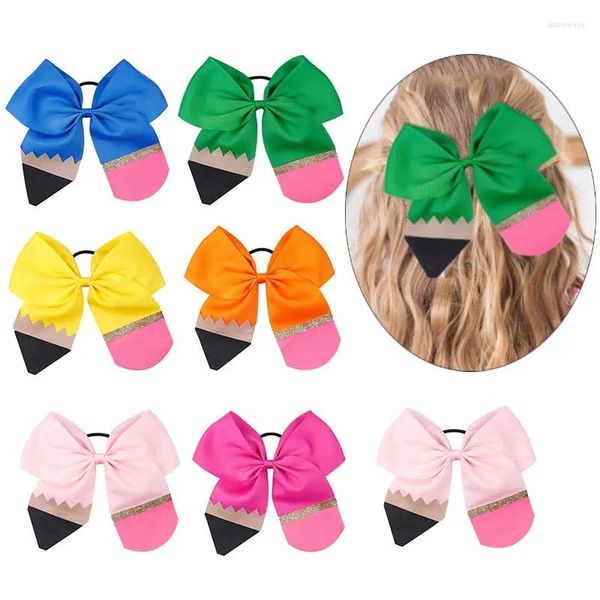 Accessori per capelli Ncmama Cheer Bows Corda Ritorno a scuola Matita Scrunchies per bambini Ragazze Elastici in gomma Cravatte Regalo