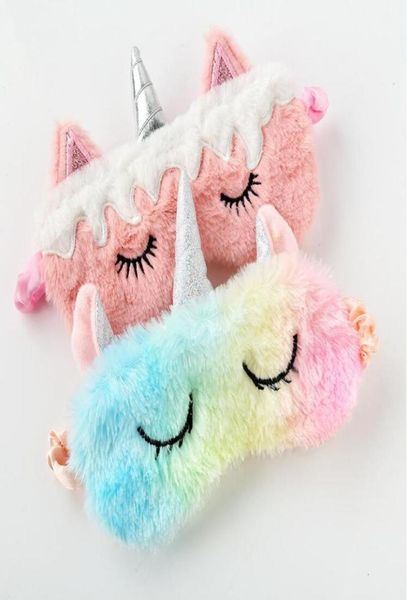 Nuova maschera per gli occhi di unicorno Maschera per dormire del fumetto Peluche Copertura per ombretto Visiera adatta per viaggi a casa Regali per feste9249370