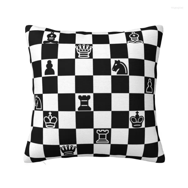 Cuscino Chess Lover Cover Decorazione Scacchiera Gioco S Tiro per soggiorno Stampa fronte-retro