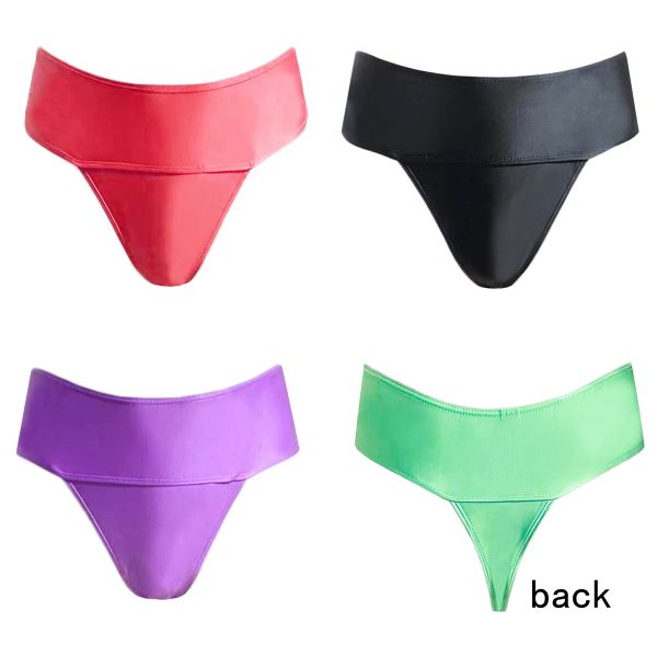 Roupa de banho xckny óleo suave e sedoso glossytformed calças sexy calças brilhantes biquíni cintura alta tanga esporte calças de natação bottoming cuecas