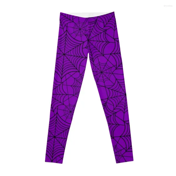 Calças ativas Halloween Roxo Teia de Aranha Leggings Esportes Femininos Desgaste de Ginástica Feminino