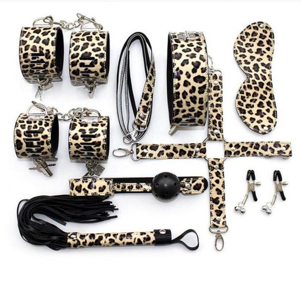 Jogo adulto 8 PcsSet Sexy Leopard Kit Fetiche SM Sexo Bondage Restraint Harness BDSM Erótico Escravo Brinquedos Sexuais Brinquedos Sexuais Para Casais D1814052857