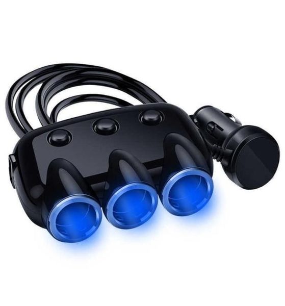 Yantu 12v24v 120w preto carro automático usb isqueiro adaptador soquete divisor conversor 5v 31a carregador de carro com azul led3720082