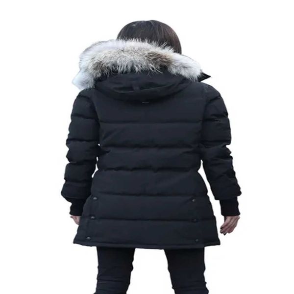 Frauen Parka Daunenjacken Mantel Langer Windschutz Gans Dickes warmes Fell Abnehmbarer Jackenkragen Winterpuffer Echter Wolf Arktischer Kapuzenbesatz Doudoune Manteau L6ME