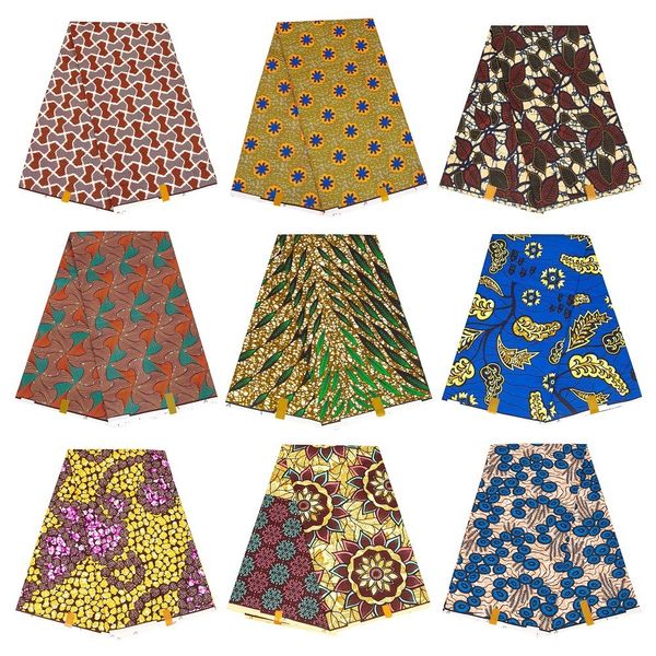 Afrikanischer Druck Polyester Stoff Echtwachs Klassischer Stil Tissu Partykleid Nähmaterial Bulk Stock Warps Patchwork DIY FP6518